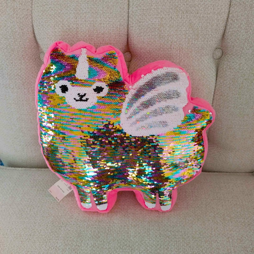 NEW!! Justice Llamacorn Sequin Pillow